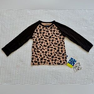 NWT Kickee Pants Bamboo Long-Sleeve Leopard Cheetah Animal Print Raglan Tee - 3T
